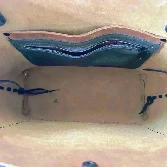 Fidflebug Leather Goods English Tan Leather Tote Hummingbird - Picture 7 of 7